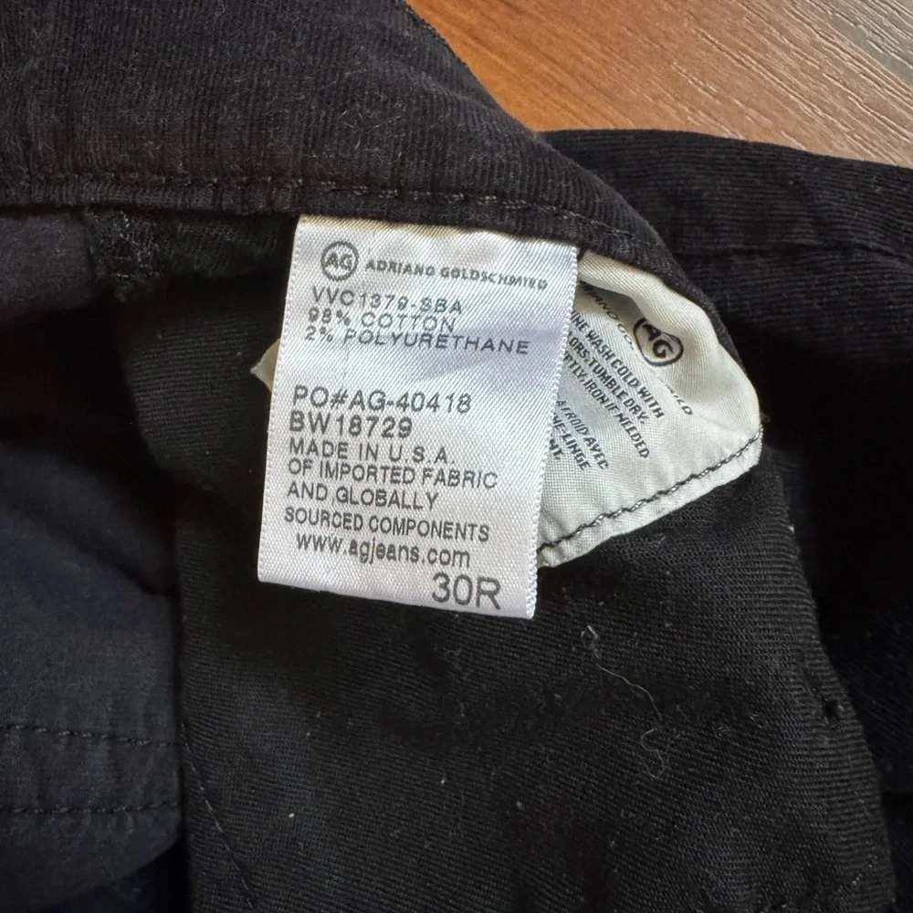 AG Adriano Goldschmied The Farrah High Rise Skinny Black Corduroy’s Size 30